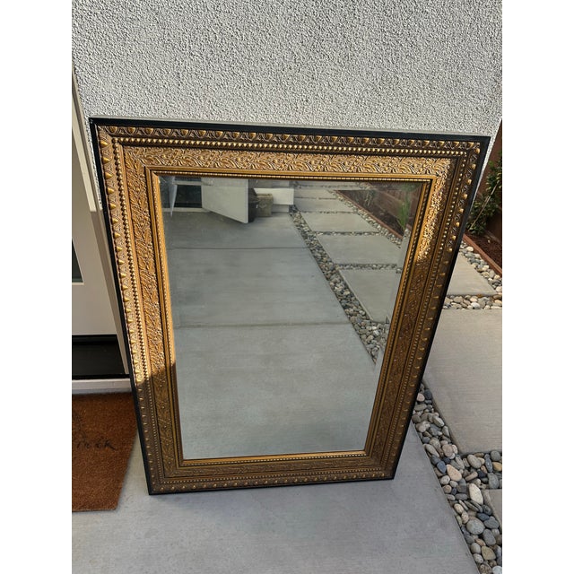 Mirror by Windsor Antique Gold Leaf Motif With Black Border For Sale - Image 10 of 10