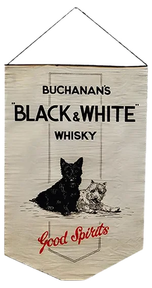 Buchanan’s Black & White Whiskey Advertising Banner, 1929