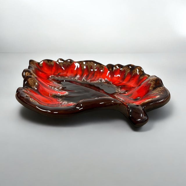 Vallauris leaf-shaped ceramic bowl | france, 1970s decorative ceramic bowl produced in vallauris, france, around the...