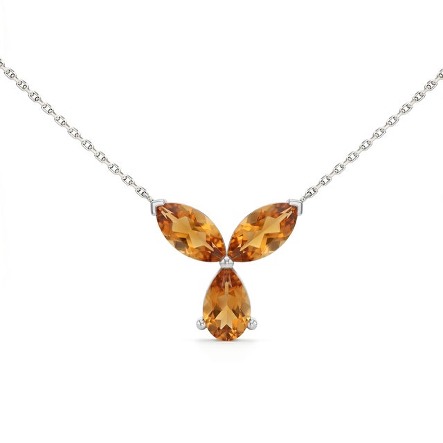 Contemporary Citrine Floral Handmade Necklace, November Birthstone Minimalist Necklace For Sale - Image 3 of 4