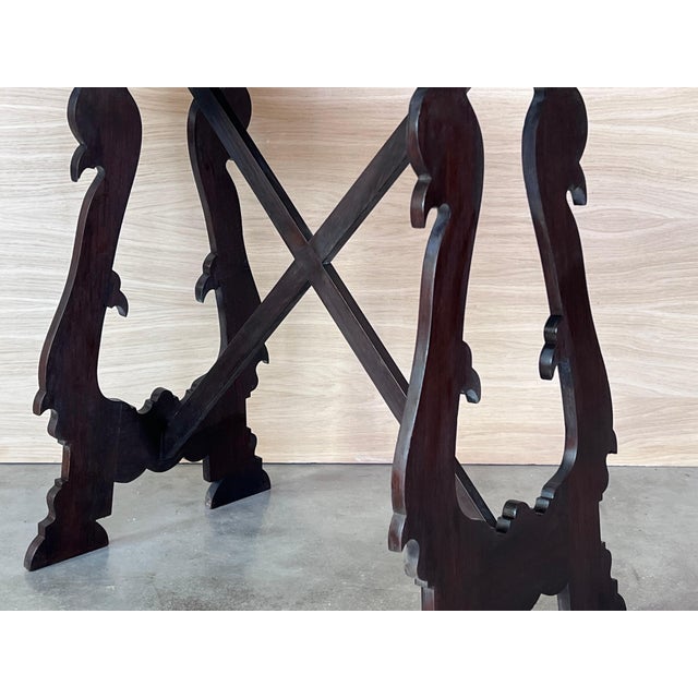 19th Century Ebonized Baroque Spanish Side Table with Lyre Legs For Sale - Image 14 of 18