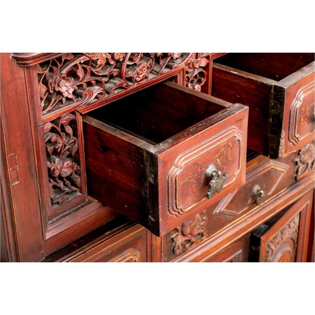 19th Century Carved Chinese Wedding Cabinet For Sale - Image 17 of 18