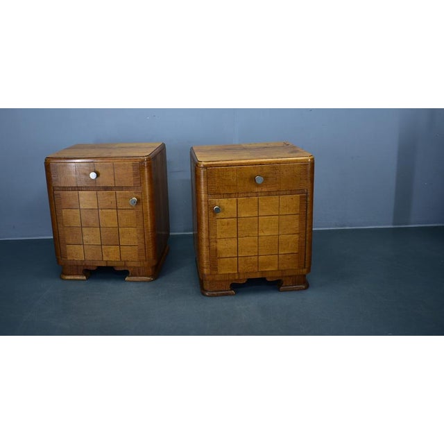 Wood 1940s Art Deco Bedside Tables, Czechoslovakia, Set of 2 For Sale - Image 7 of 18