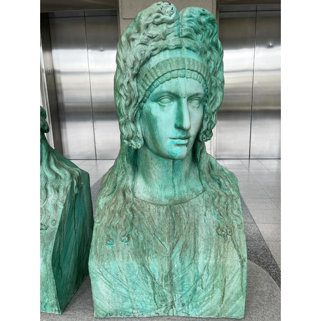 Plastic Verdigris Sculptural Replica Casts of Roman Flavian Figures - A Pair For Sale - Image 7 of 11