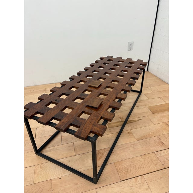 Contemporary Modular Walnut & Steel Coffee Table For Sale In Los Angeles - Image 6 of 9