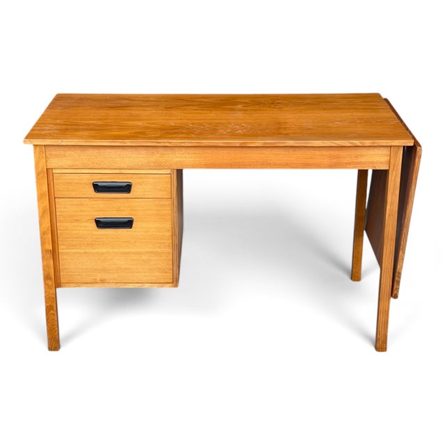 Wood Vintage Mid-Century Modern Expandable Drop-Leaf Teak Writing Desk For Sale - Image 7 of 13