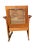 American Arts and Crafts Caned Oak and Leather Armchair and Rocker C. 1910 For Sale - Image 4 of 7