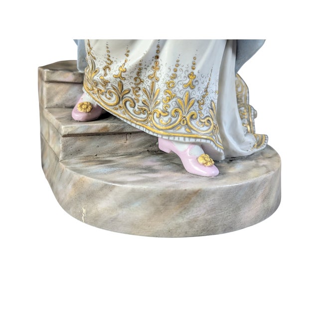 White Late 19th Queen Louise of Prussia Hand Painted Large Porcelain Figurine Bisque 13.5" Tall For Sale - Image 8 of 12