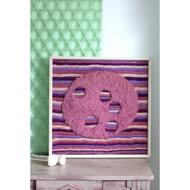 1970s Purple Fiber Textile Art, Framed For Sale - Image 9 of 11
