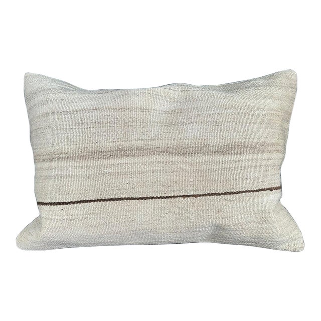 Turkish Hemp Pillow Cushion Natural Beige Brown Pillow Cushion Cover 16" x 24" For Sale