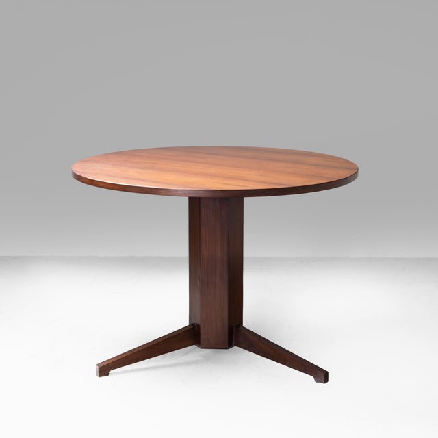 Brown Mid-Century Round Wooden Table, 1950 For Sale - Image 8 of 8