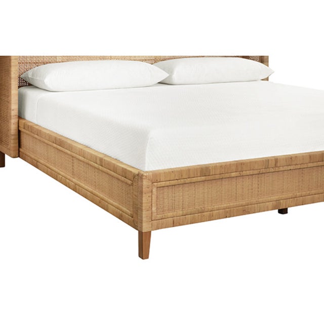 Worlds Away Matthew Izzo Home Dolly King Winged Headboard and Platform in Radio Weave Wrapped Rattan For Sale - Image 4 of 7