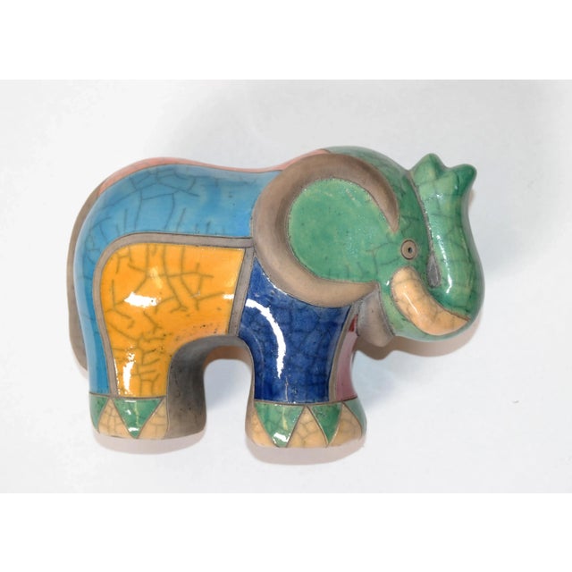 Ceramic 1970 Italian Luca CL Marked Colorful Ceramic Elephant Sculpture For Sale - Image 7 of 13