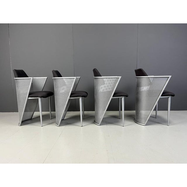 Metal Postmodern Metal Dining Chairs, 1980s, Set of 4 For Sale - Image 7 of 13