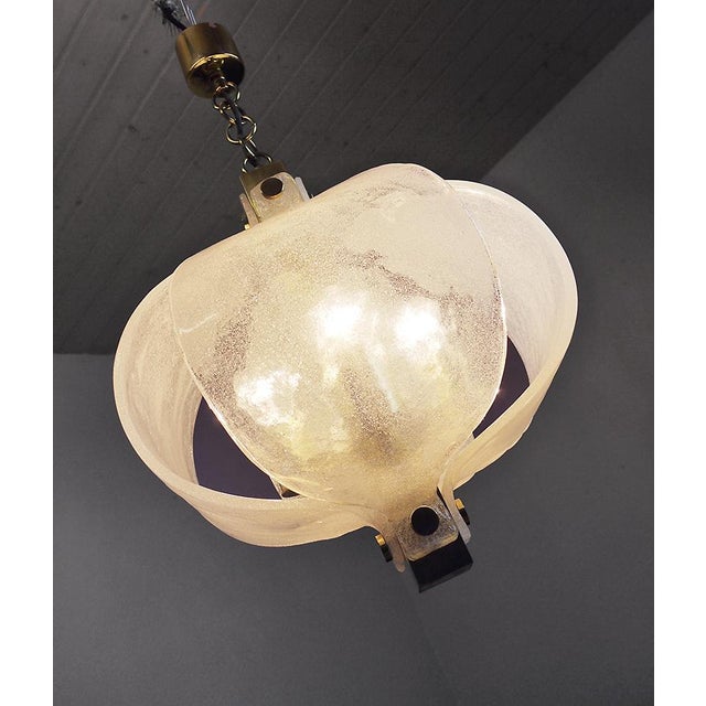 German Frosted Murano Glass Petals & Brass Pendant Lamp from Kaiser Idell / Kaiser Leuchten, 1960s For Sale - Image 4 of 10