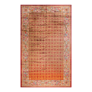 Excellent Tan Camen and Red Wine Color With Unique Florid Design Antique Savonnerie Rug