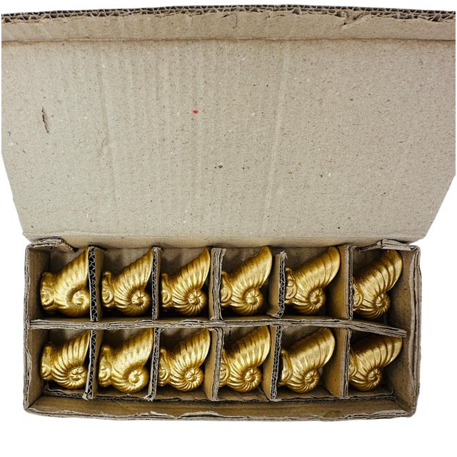 1990s Hollywood Regency Gilt Nautilus Shell Card Holders by the Bombay Co. - 12 Pieces For Sale - Image 12 of 13
