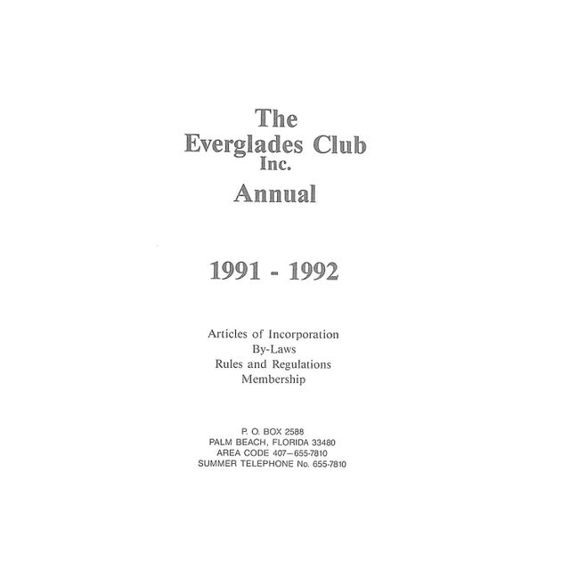 [60] pp. 1992 7 3/4" x 5" The Everglades Club is a social club in Palm Beach, Florida. When its construction began in July...
