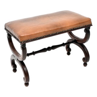 Antique Regency Leather Top Stool, 1815 For Sale