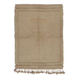 Vintage Turkish Tulu Rug, Beige Wool With Soft Pile - Rug & Kilim For Sale