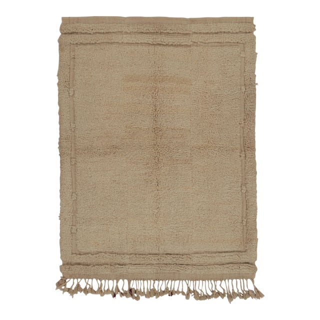 Vintage Turkish Tulu Rug, Beige Wool With Soft Pile - Rug & Kilim For Sale