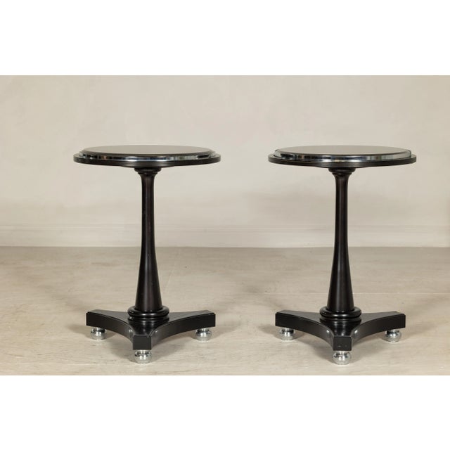 Black Marble Top Gueridon Tables with Silver Metal Ball Feet - A Pair For Sale - Image 10 of 12