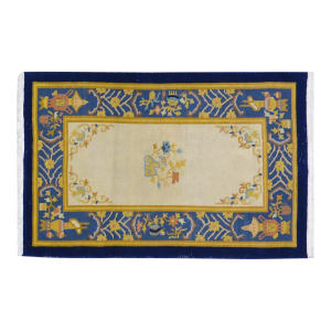 Vintage Chinese Art Deco Hand Knotted Wool Rug, 3'x4'8''