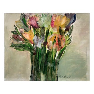 Bozena Lesiak, Tulips, Gouache on Paper, 2024 For Sale