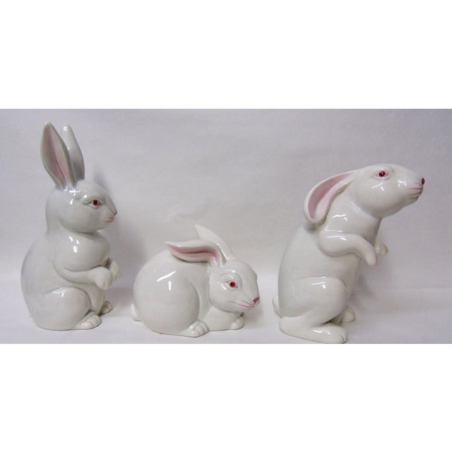 Add a touch of vintage charm to your seasonal décor with this beautiful set of three Fitz & Floyd white Easter rabbit...
