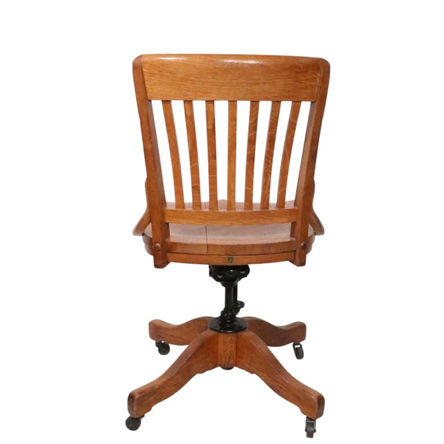 Antique Oak Swivel Tilt Desk Chair by Sikes C. 1920/40's For Sale - Image 9 of 16