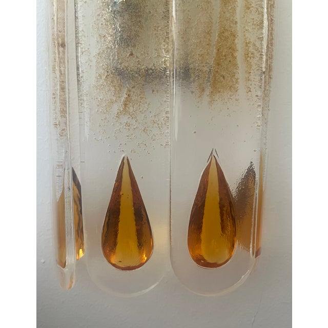 Mid-Century Modern Italian Amber Murano Wall Sconces from Mazzega, 1970s, Set of 3 For Sale - Image 9 of 11