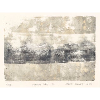 Presidio Play-12 Original Monoprint - 5*7 Abstract Landscape Almond Black Art Painting by Carrie Bergey For Sale