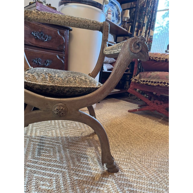 Wood 19th Century Neoclassical Curule Chair For Sale - Image 7 of 11