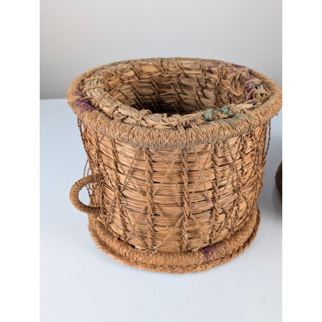 Spanish Andalusian Rustic Woven Esparto Baskets, 1960s, Set of 2 For Sale - Image 6 of 18