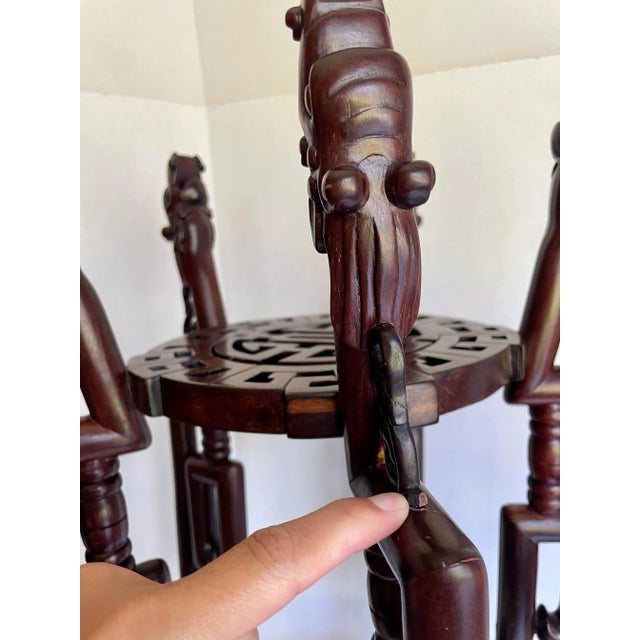 Mid 20th Century Asian Rosewood Hongmu Dragon Glass Side Table For Sale - Image 11 of 13
