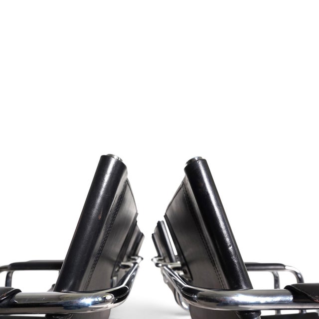 Black Visitor Chairs in Leather and Chrome by Mart Stam and Marcel Breuer for Matteo Grassi, 1970, Set of 6 For Sale - Image 8 of 18