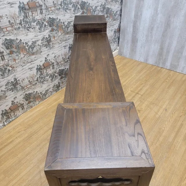 Antique Chinese Elm Altar Table With Pierced Carved Panels For Sale - Image 10 of 11