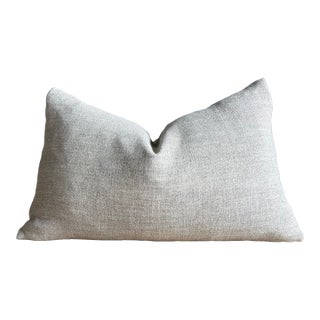 Otis Belgian Linen Lumbar in Greige 15 X 25 With Down Insert For Sale
