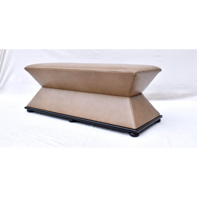 Early 21st Century Baker Furniture Hourglass Bench Ottoman With Leather Upholstery For Sale - Image 5 of 12