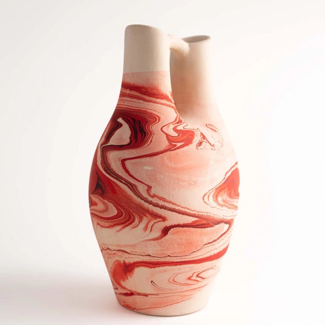 Vintage Orange Swirl Nemadji Wedding Vase Pottery For Sale In New York - Image 6 of 12