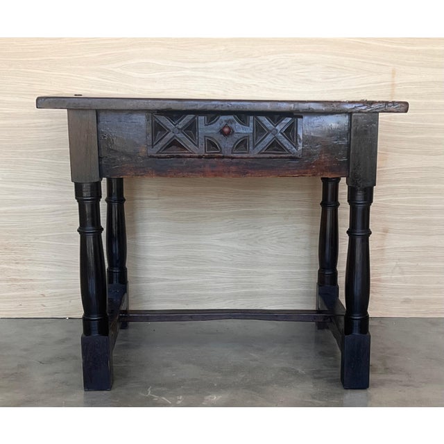 18th Spanish Console Table with Carved Drawers and Original Hardware For Sale - Image 17 of 18