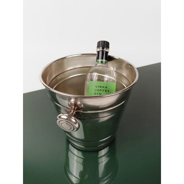 Silver Vintage Champagne Bucket with Knobs in Stainless Steel attributed to Broggi, Italy, 1970s For Sale - Image 8 of 17