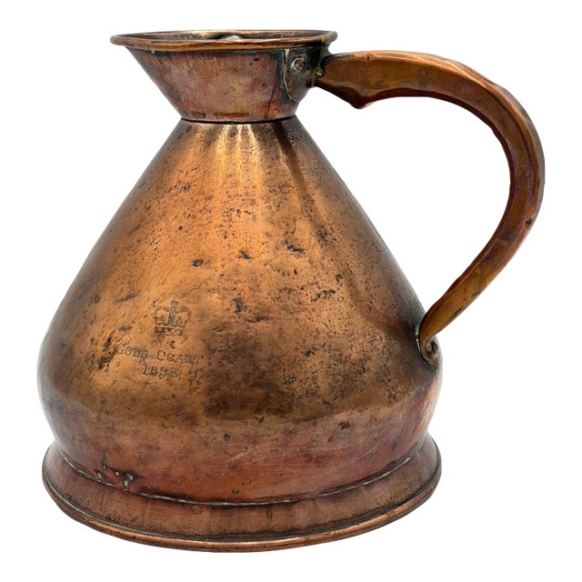Antique 1898 British Government "Gold Coast" Victorian Copper Haystack Ale Jug For Sale