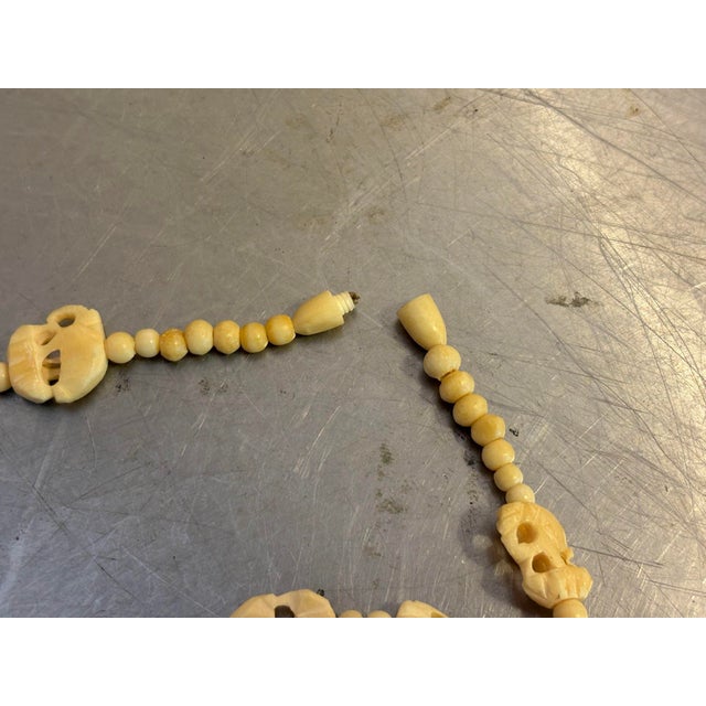 Carved Bone Beaded Elephant Necklace For Sale - Image 6 of 6