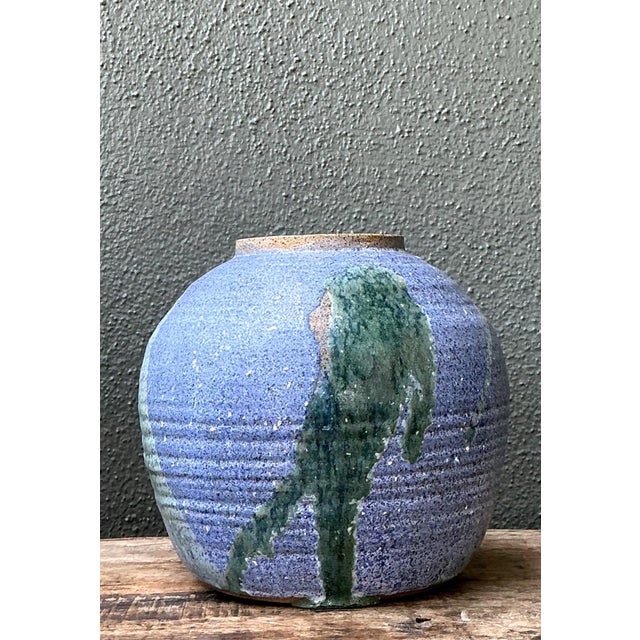 Late 20th Century Vintage Drip Glaze Ceramic Vase For Sale - Image 5 of 14