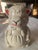 Vintage ceramic lamb character cookie jar. Mid 20th century with worn painted glaze on cream base.