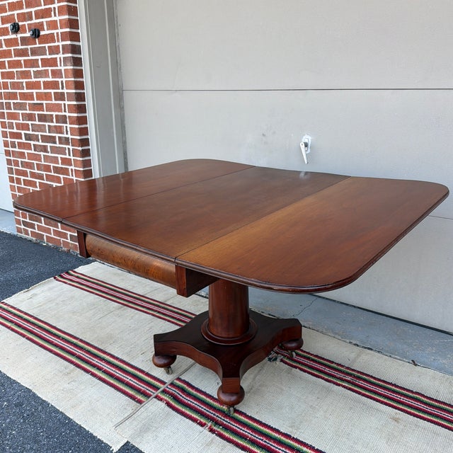 Wood A Fine Antique Mahogany Empire Dropleaf Breakfast Table, New England, Circa 1840's For Sale - Image 7 of 12