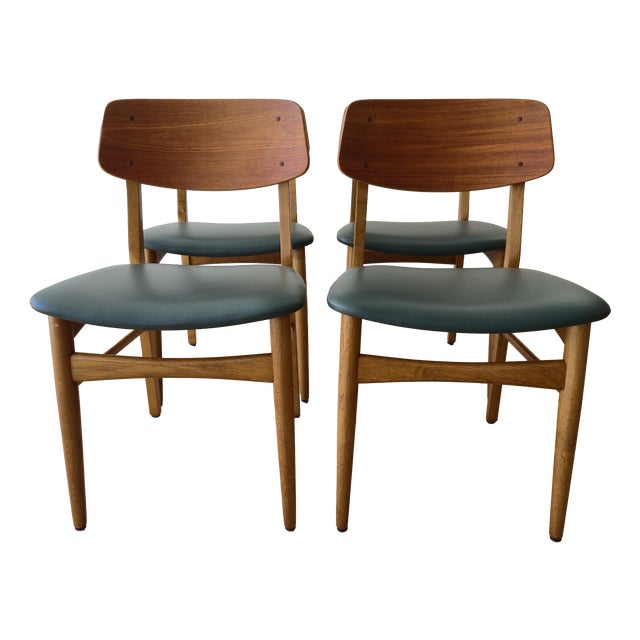 Vintage Teak and Oak Chairs, 1960s, Set of 4 For Sale