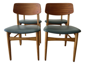 Vintage Teak and Oak Chairs, 1960s, Set of 4