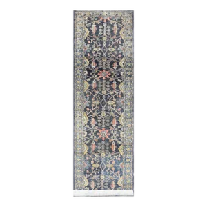 Antique Persian Malayer Tribal Runner in Steal Gray Blue Keivan Woven Arts